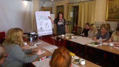 Trenerka prezentuje cele doradcze