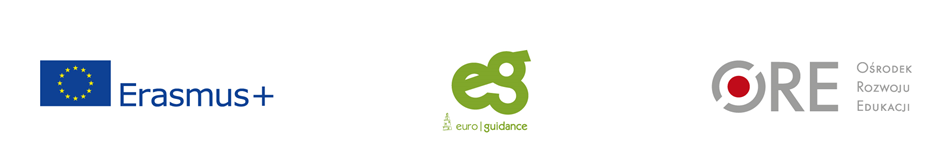 Logotypy: erasmus+, Euroguidance, Ośrodka Rozwoju Edukacji Logotypy: erasmus+, Euroguidance, Ośrodka Rozwoju Edukacji