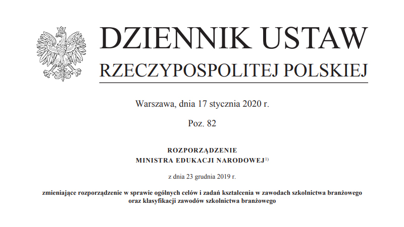 Rozporządzenie Ministra Edukacji Narodowej z dnia 23 grudnia 2019 r.