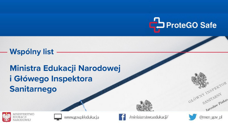 Aplikacja ProteGO Safe – wspólny list Ministra Edukacji Narodowej i Głównego Inspektora Sanitarnego do rodziców