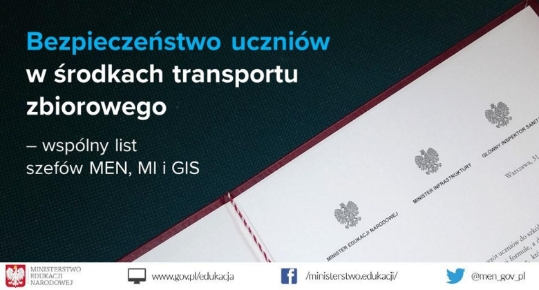 Bezpieczeństwo uczniów w środkach transportu zbiorowego – wspólny list szefów MEN, MI i GIS