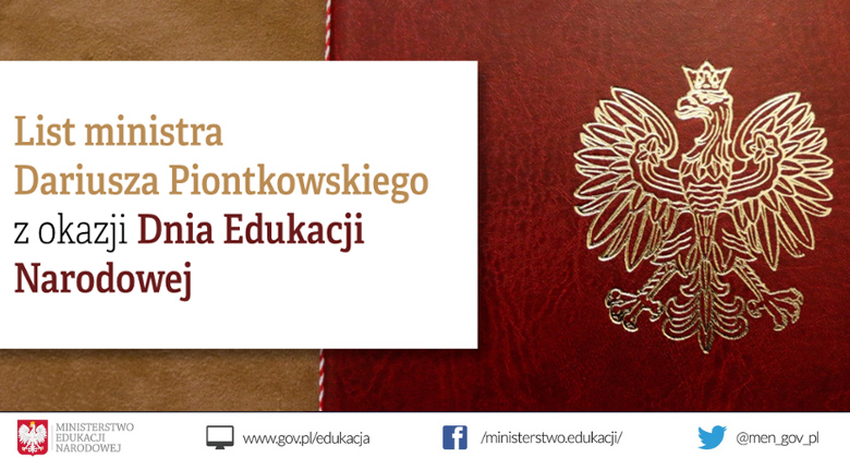 List ministra Dariusza Piontkowskiego z okazji Dnia Edukacji Narodowej