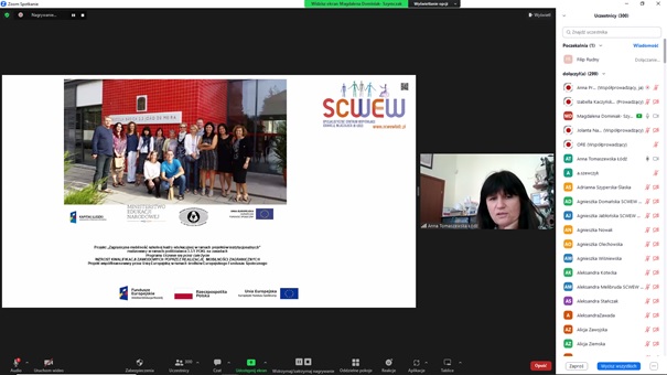 zrzut z ekranu przedstawia kadrę zespołu SCWEW
