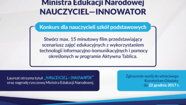 NAUCZYCIEL-INNOWATOR – konkurs dla nauczycieli szkół podstawowych