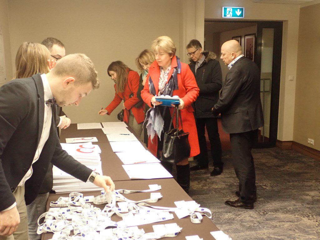 stanowisko recepcyjne dla uczestników seminarium w Hotelu Park Diament w Katowicach