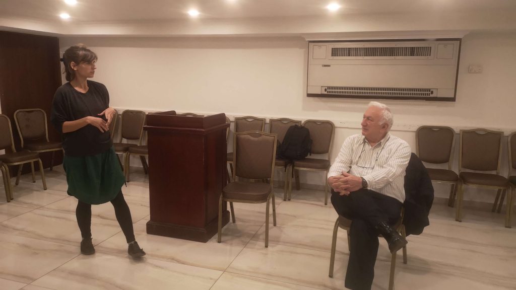 Katarzyna Czerwonogóra i dziennikarz Arie Golan