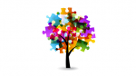 drzewo z liśćmi składającymi się z puzzli