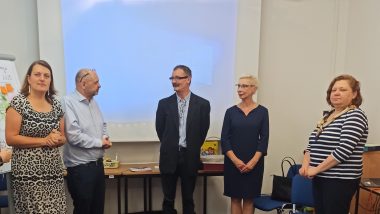 (od lewej) dr Dorota Ząberg, dr Zbigniew Barciński, Michał Filus, Agnieszka Karczewska-Gzik, prof dr hab. Elżbieta Osewska