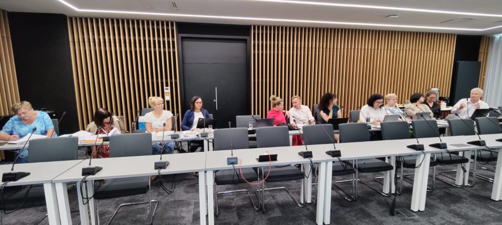 zdjęcie przedstawia dwanaście osób siedzących za stołami, osoby są członkami CK.