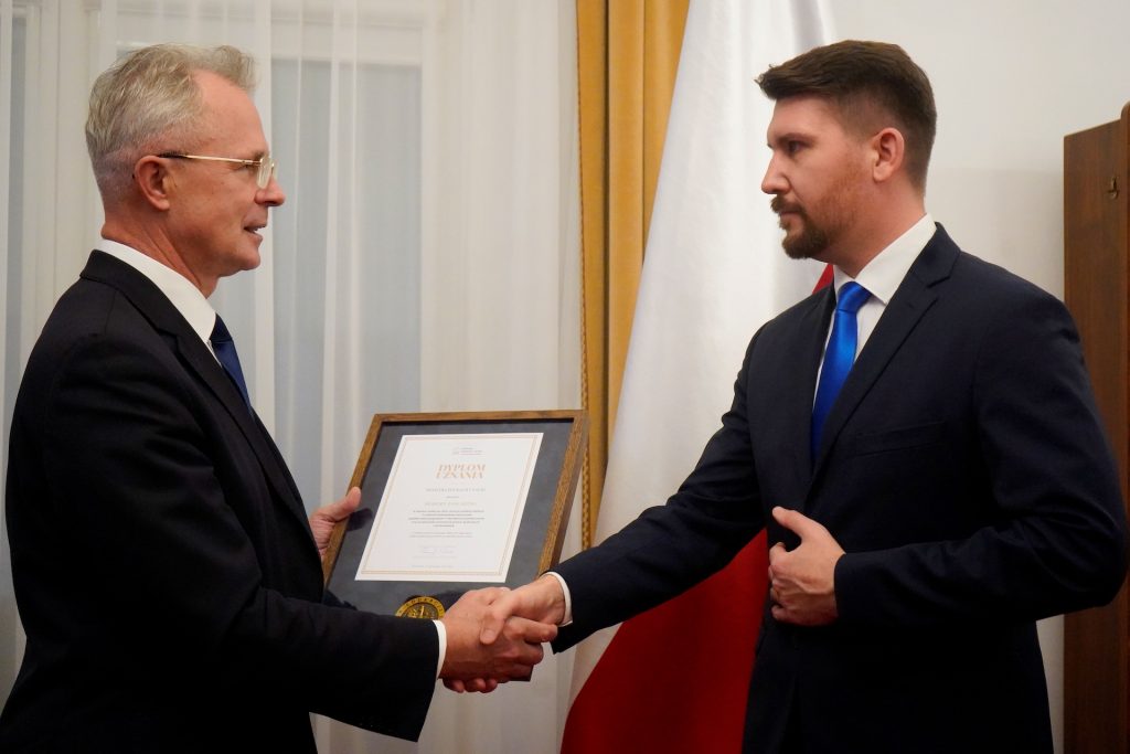 Dyrektor Generalny Sławomir Adamiec, Robert Zawadzki WRKSO, Źródło zdjęć fotograf ministerialny- Konrad Trześniak wydział prasowy MEIN