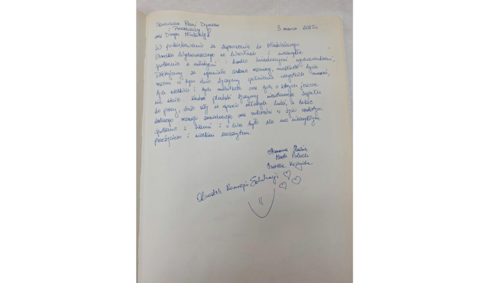 Wpis do księgi pamiątkowej