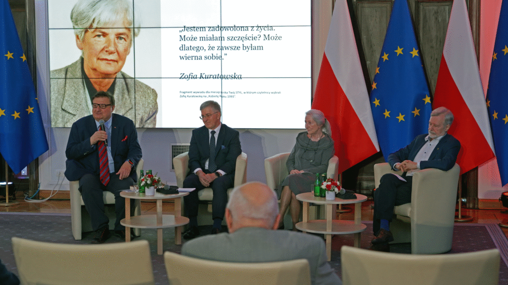 Wspomnienie Zofii Kuratowskiej podczas panelu dyskusyjnego. Na zdjęciu: Krzysztof Król, Zbigniew Derdziuk, Barbara Lis-Udrycka, Marek Balicki
