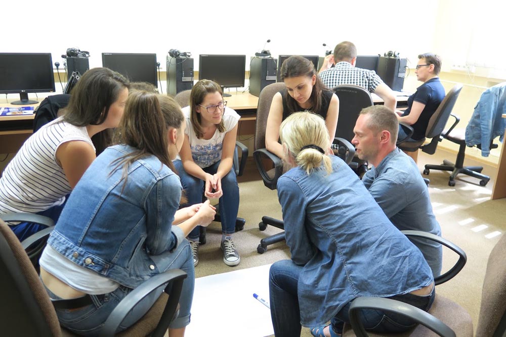 Uczestnicy podczas warsztatów dla nauczycieli informatyki